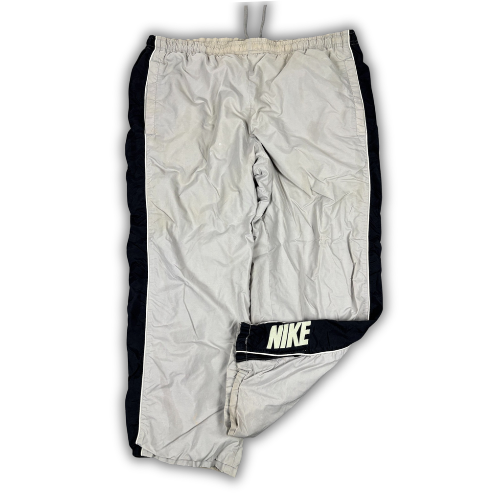 Vintage Men's Y2K Nike Track Pants Size XL Grey White Black Panel Spell Out 7/8 Length Baggy
