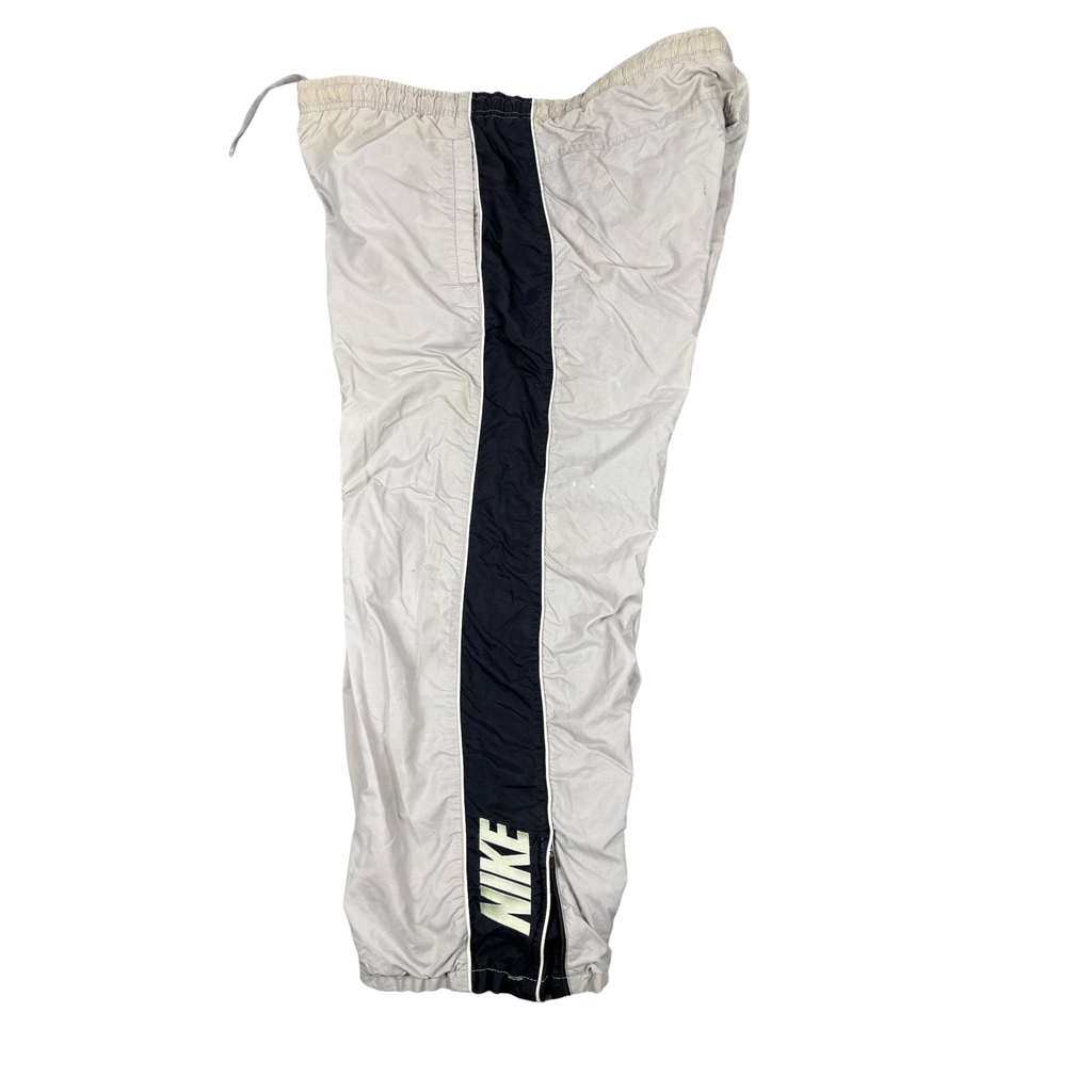 Vintage Men's Y2K Nike Track Pants Size XL Grey White Black Panel Spell Out 7/8 Length Baggy