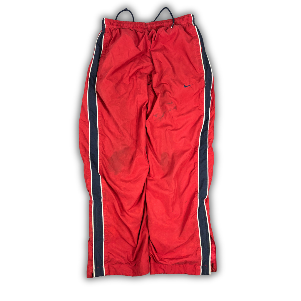 Vintage Y2K Nike Track Pants Men's M Red Navy White Piping Joggers Bottoms Wide Leg
