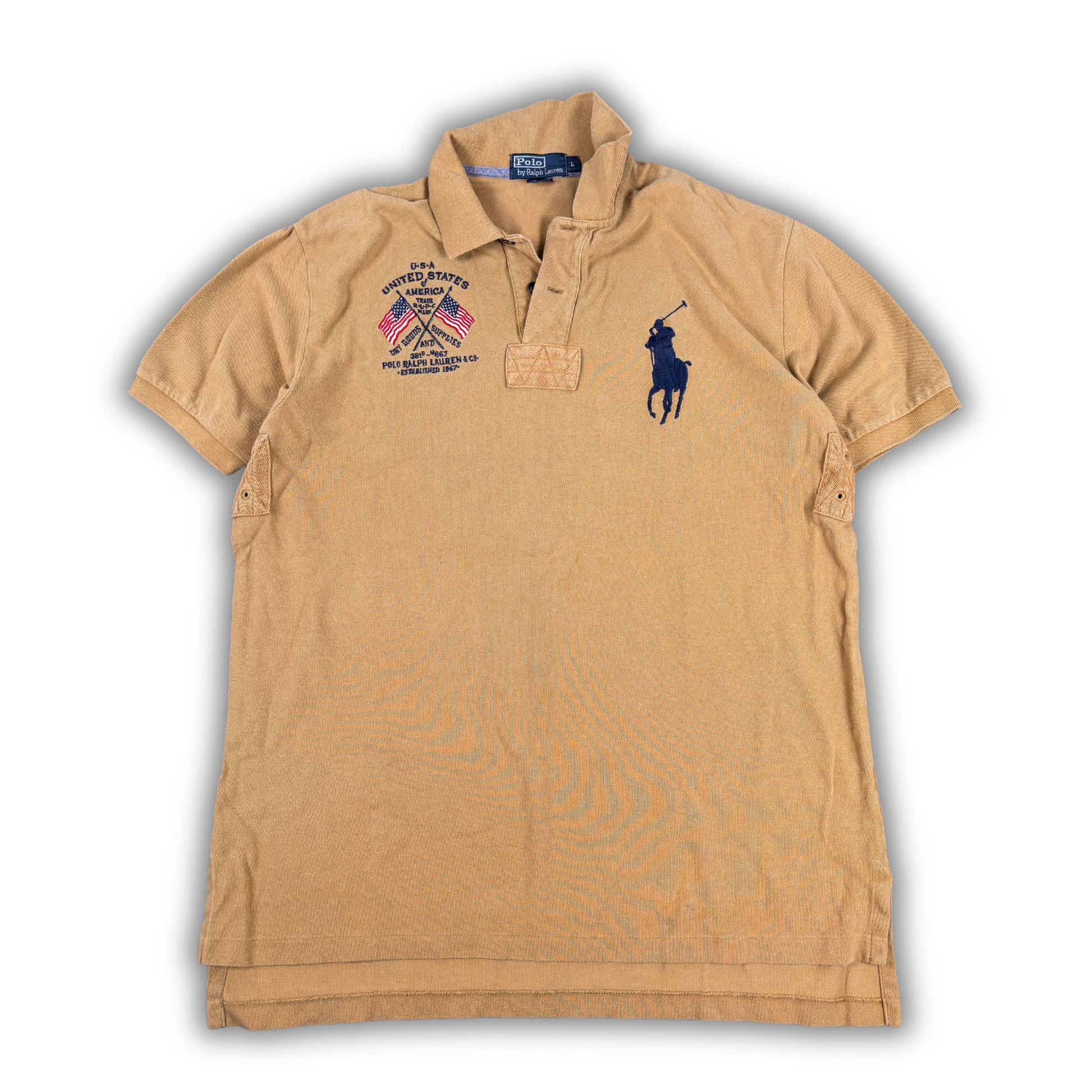 Vintage 90s Polo Ralph Lauren Size L Brown Large Pony Embroidered USA Logo