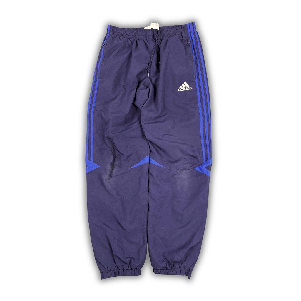 Vintage Y2K Adidas Track Pants Men's L Blue Hip Logo 3 Stripe Joggers Tapered