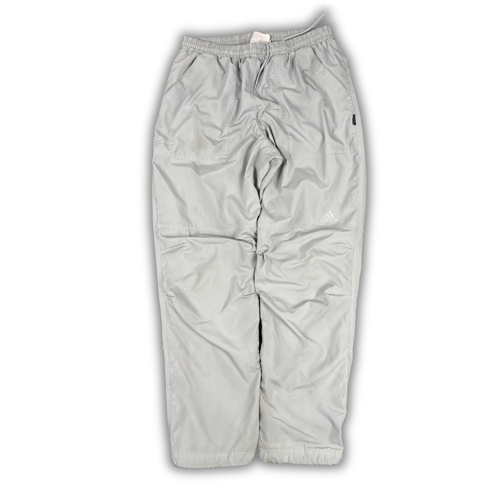 Vintage 90s Adidas Track Pants Size M Double Grey Mesh Lined Nylon Windbreakers