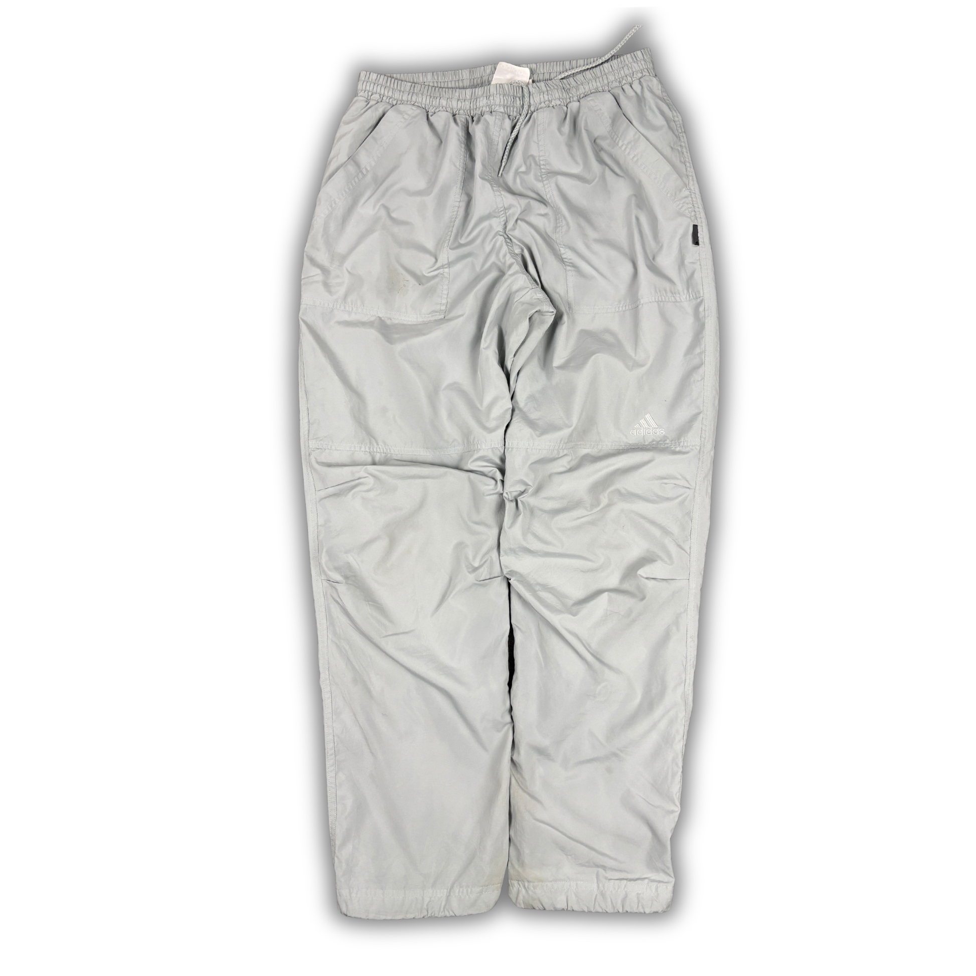 Vintage 90s Adidas Track Pants Size M Double Grey Mesh Lined Nylon Windbreakers