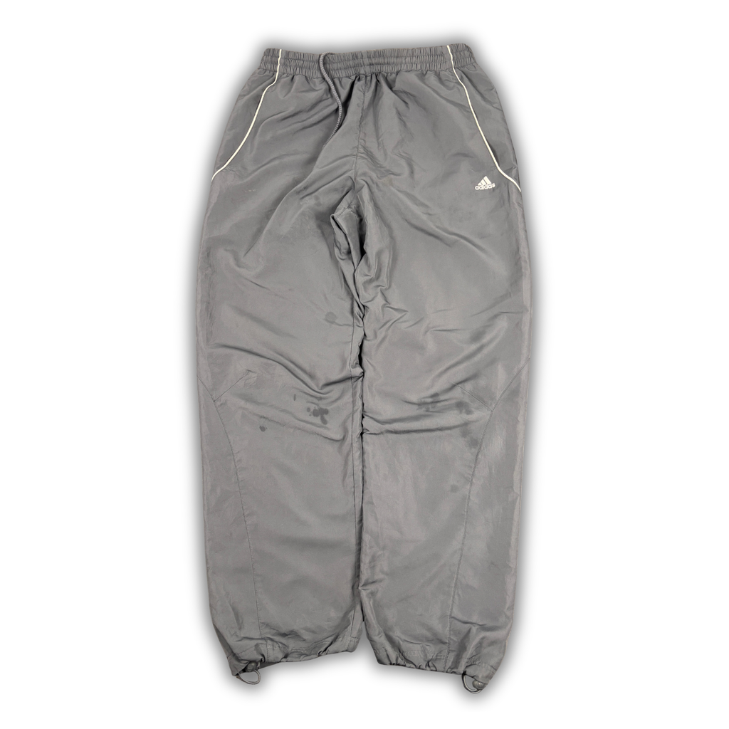 Vintage Y2K Adidas Track Pants Men's L Grey White Piping Bungee Tabs Joggers Wide Leg