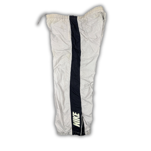 Vintage Men's Y2K Nike Track Pants Size XL Grey White Black Panel Spell Out 7/8 Length Baggy