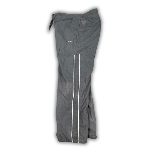 Vintage Y2K Nike Cargo Track Pants Men's XL Grey White Piping Swoosh Baggy Joggers
