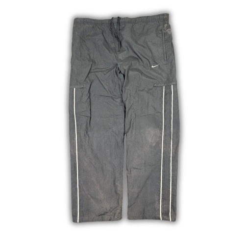Vintage Y2K Nike Cargo Track Pants Men's XL Grey White Piping Swoosh Baggy Joggers