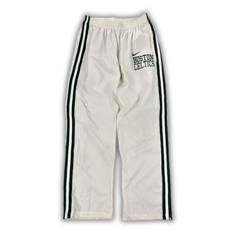 Y2K Nike Track Pants Men's L White Green Boston Celtics Warm Up Joggers