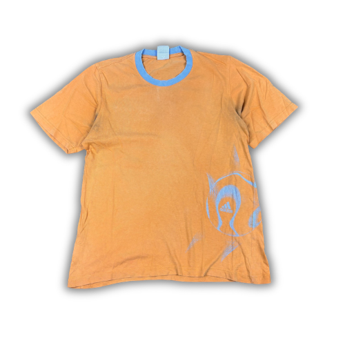 Vintage Y2K Adidas T-shirt Women's M Orange Grey Germany FIFA World Cup Tee Crew Neck