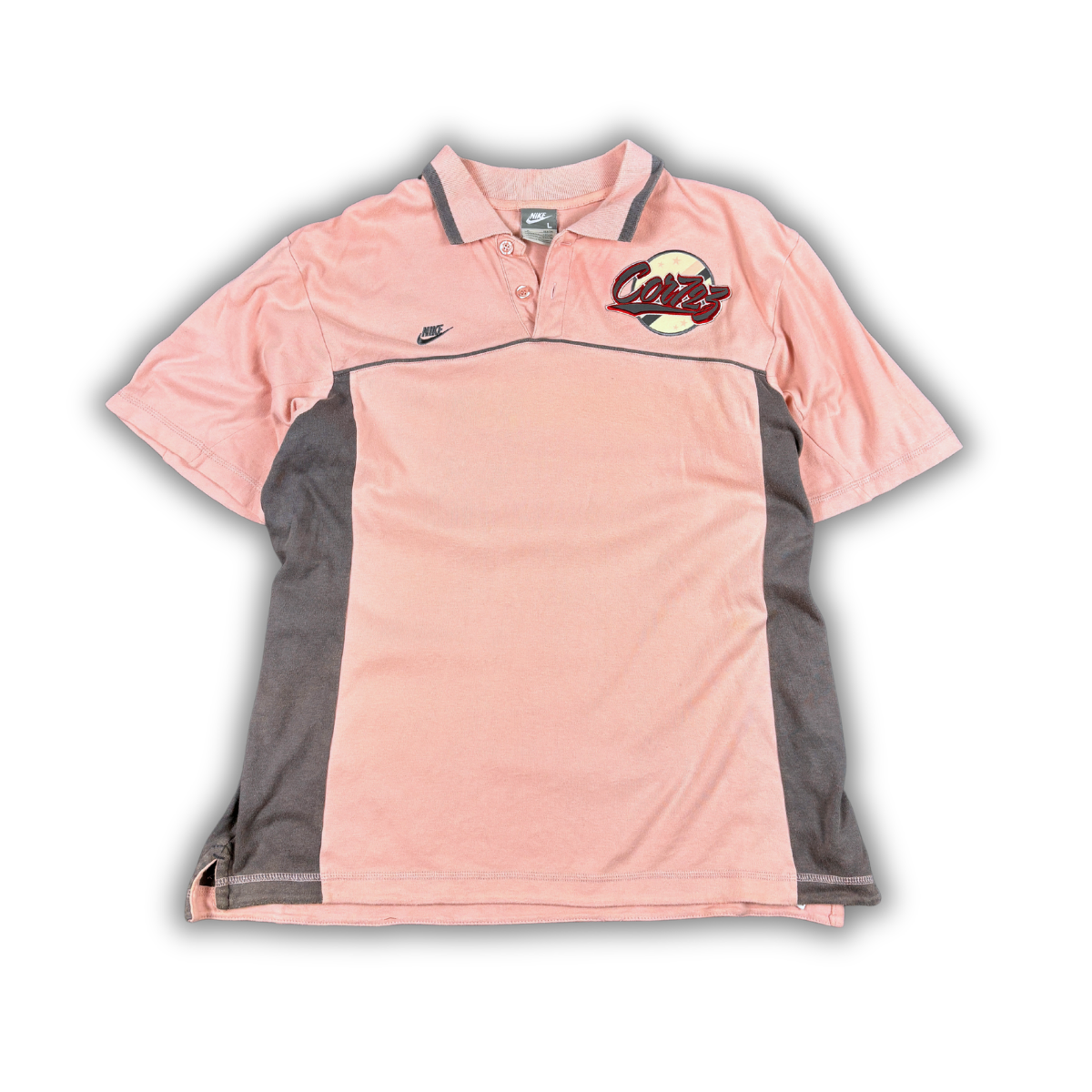 Vintage Y2K Nike Cortez 72 Polo Women’s L Pink Grey Logo Piping Panels Badge Logos