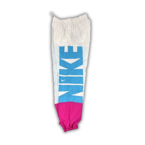 Nike Track Pants Men's S White Blue Pink Spell Out Cuffed Joggers