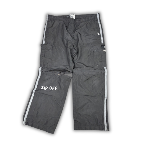 Vintage Y2K Nike Basketball Cargo Track Pants Men's L Black Grey Zip Off Rare