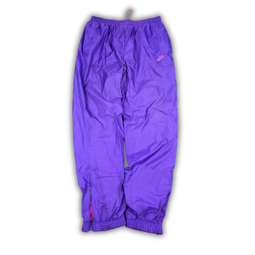 Vintage 90's Nike Track Pants Women's L Purple Pink Logo Parachute Joggers Tapered