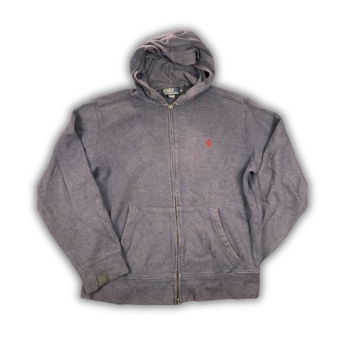 Vintage Men's 90's Ralph Lauren Hoodie M Navy Blue Red Small Pony Jumper