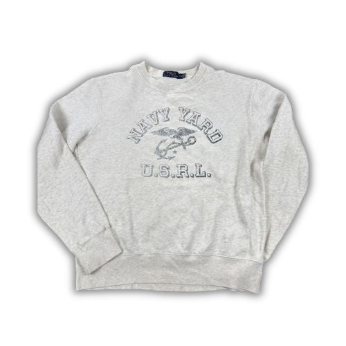 Men's  Ralph Lauren Jumper L Grey Navy Yard Graphic Logo  Crew Neck