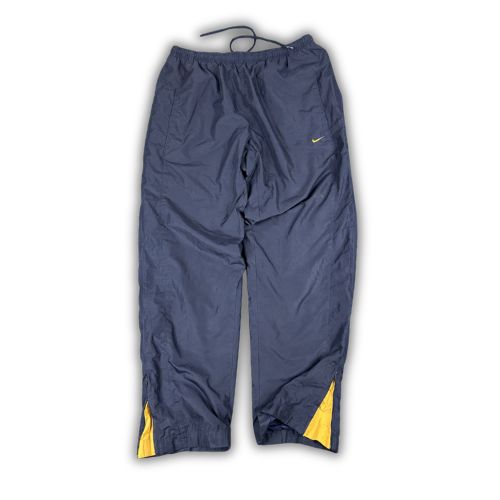 Vintage Y2K Nike Track Pants Men's XL Navy Blue Orange Swoosh Ankle Zips Joggers