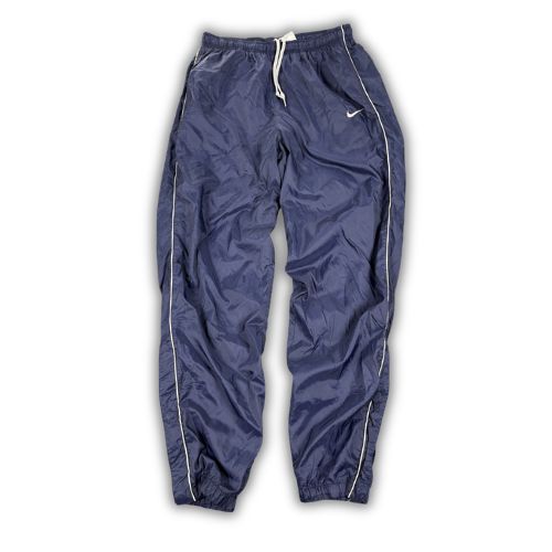 Vintage 90's Nike Track Pants Men's L Navy Blue White Piping Cuffed Joggers