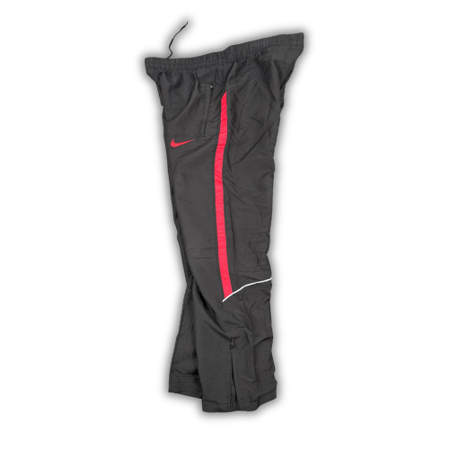 Vintage Y2K Nike Track Pants Men's L Black Red Swoosh Panels White Piping Ankle Zips Wide Leg