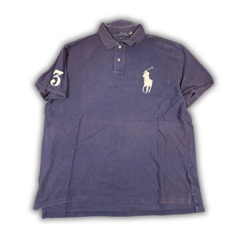 Ralph Lauren Polo Men's XL Navy Blue White Large Pony Shirt Collared