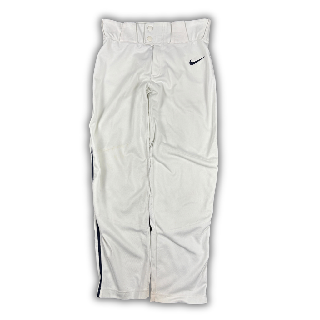Nike Baseball Pants Women’s XS White Navy Detail Button Zip Straight Leg