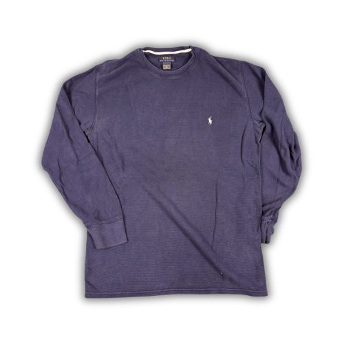Ralph Lauren T-shirt Men's XL Navy Blue Small White Pony Long Sleeve Knit Crew Neck
