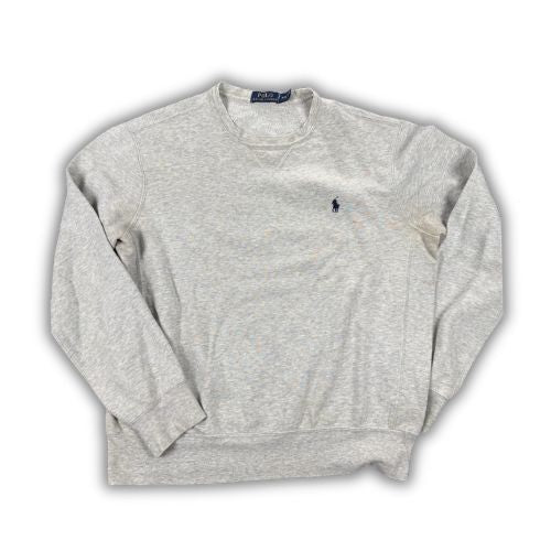 Men's  Ralph Lauren Jumper M Grey Blue Small Pony Jumper Sweatshirt Crew Neck