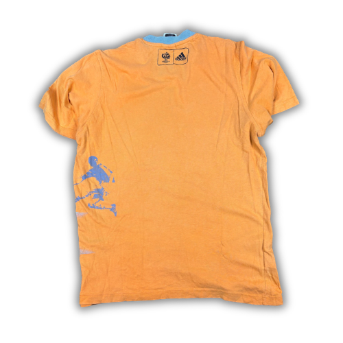Vintage Y2K Adidas T-shirt Women's M Orange Grey Germany FIFA World Cup Tee Crew Neck