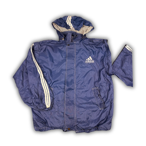 Vintage 90s Adidas Equipment Jacket Mens M Navy White Nylon Zip Off Windbreaker