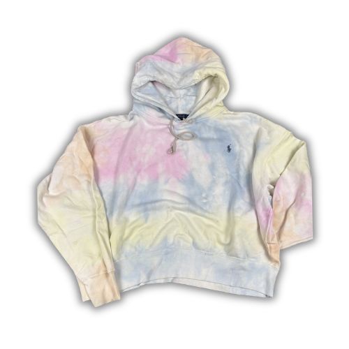 Ralph Lauren Hoodie Women's XL Tie Dye Blue Small Pony Jumper Sweatshirt