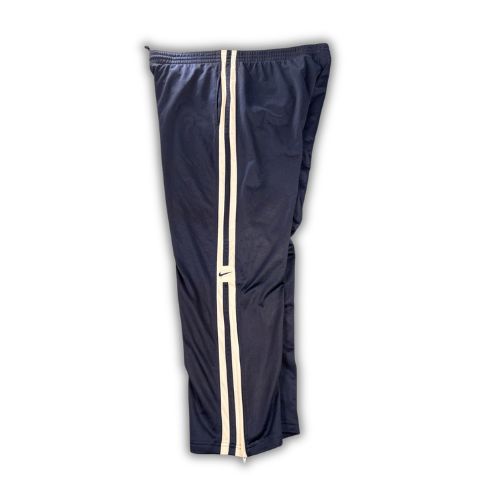 Vintage Y2K Nike Track Pants Men's L Navy Blue Double Swoosh Piping Satin Joggers