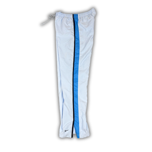 Vintage Y2K Nike Track Pants Women's M Baby Blue Black Piping Ankle Swoosh