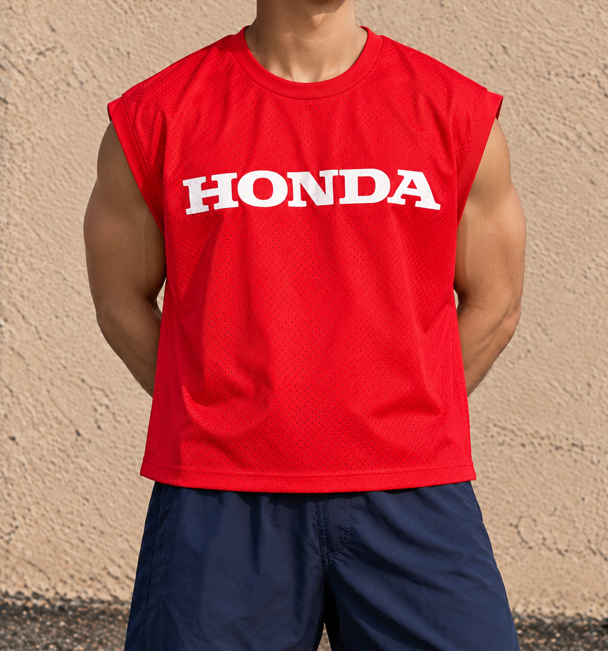 Vintage Honda Boxy Tank Top Men's Medium Red White Mesh T-shirt