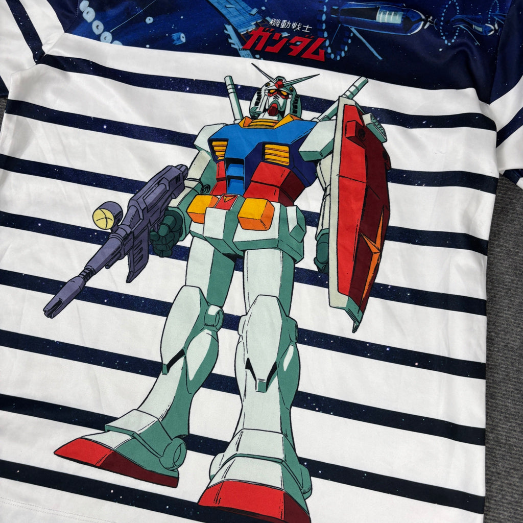Mobile Suit Gundam RX-78 Striped Graphic Tee Navy White Earth Federation photo 6