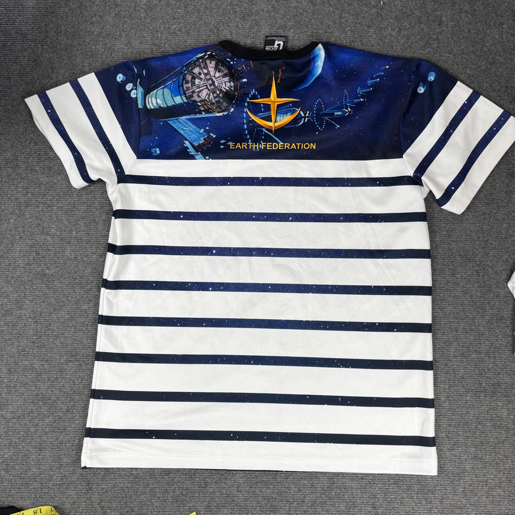 Mobile Suit Gundam RX-78 Striped Graphic Tee Navy White Earth Federation photo 3