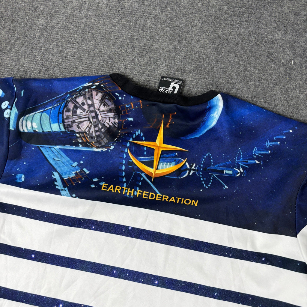 Mobile Suit Gundam RX-78 Striped Graphic Tee Navy White Earth Federation photo 4