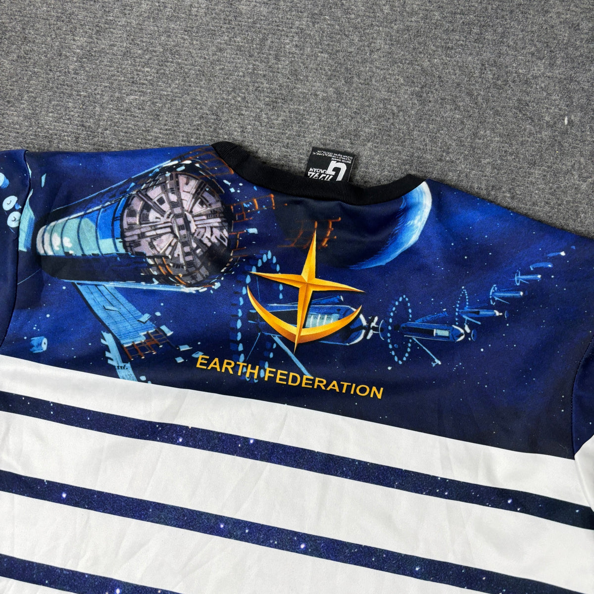 Mobile Suit Gundam RX-78 Striped Graphic Tee Navy White Earth Federation photo 4