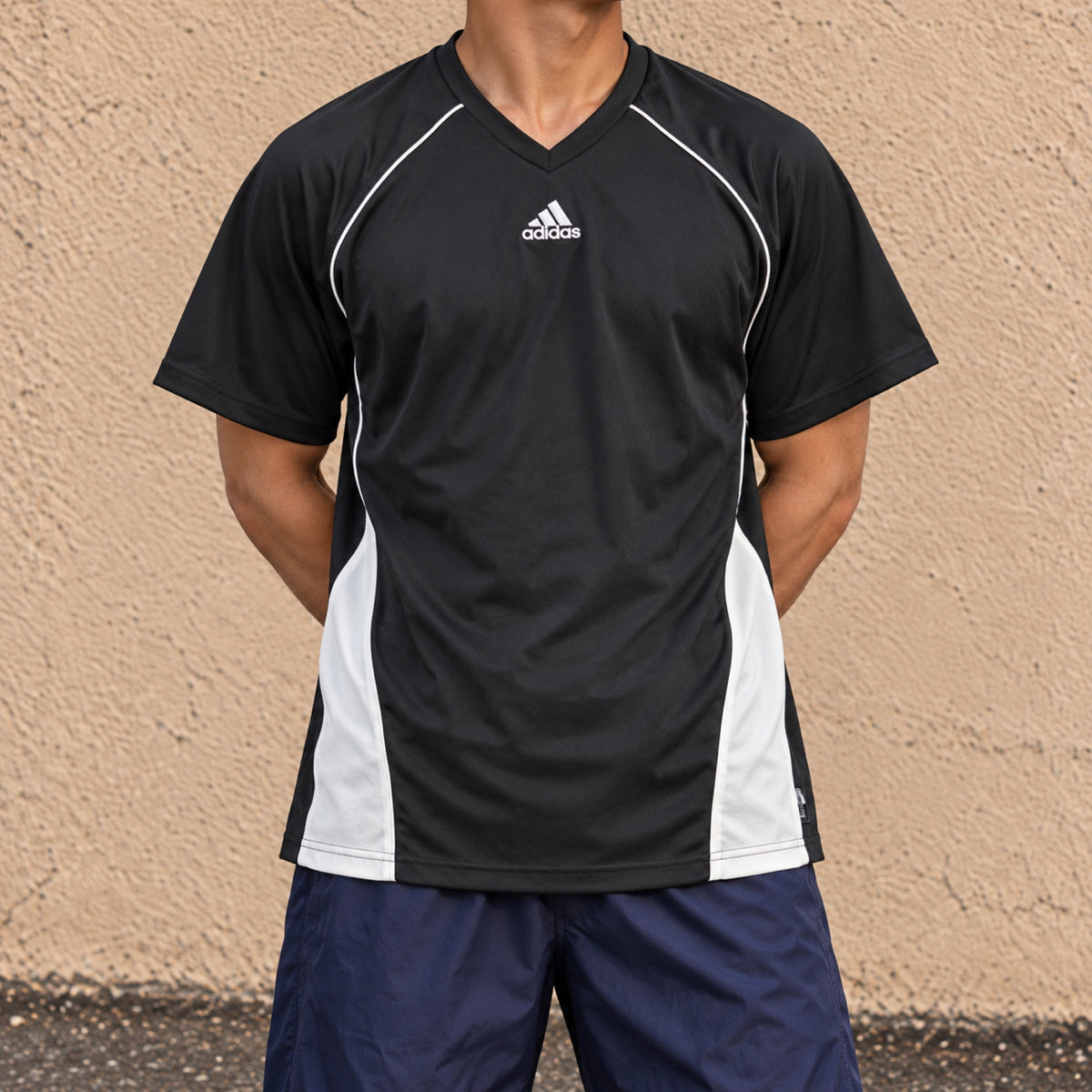 Adidas Climalite V-Neck Football Jersey Black White Panels photo 2