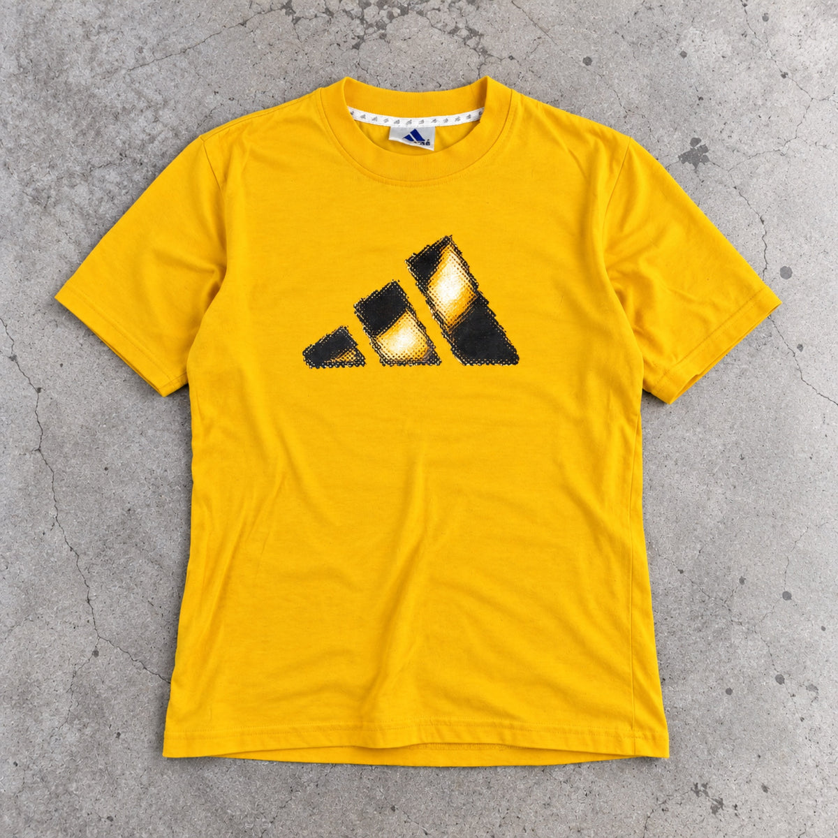Vintage 90s Adidas Big Logo Tee Golden Yellow Black photo 1
