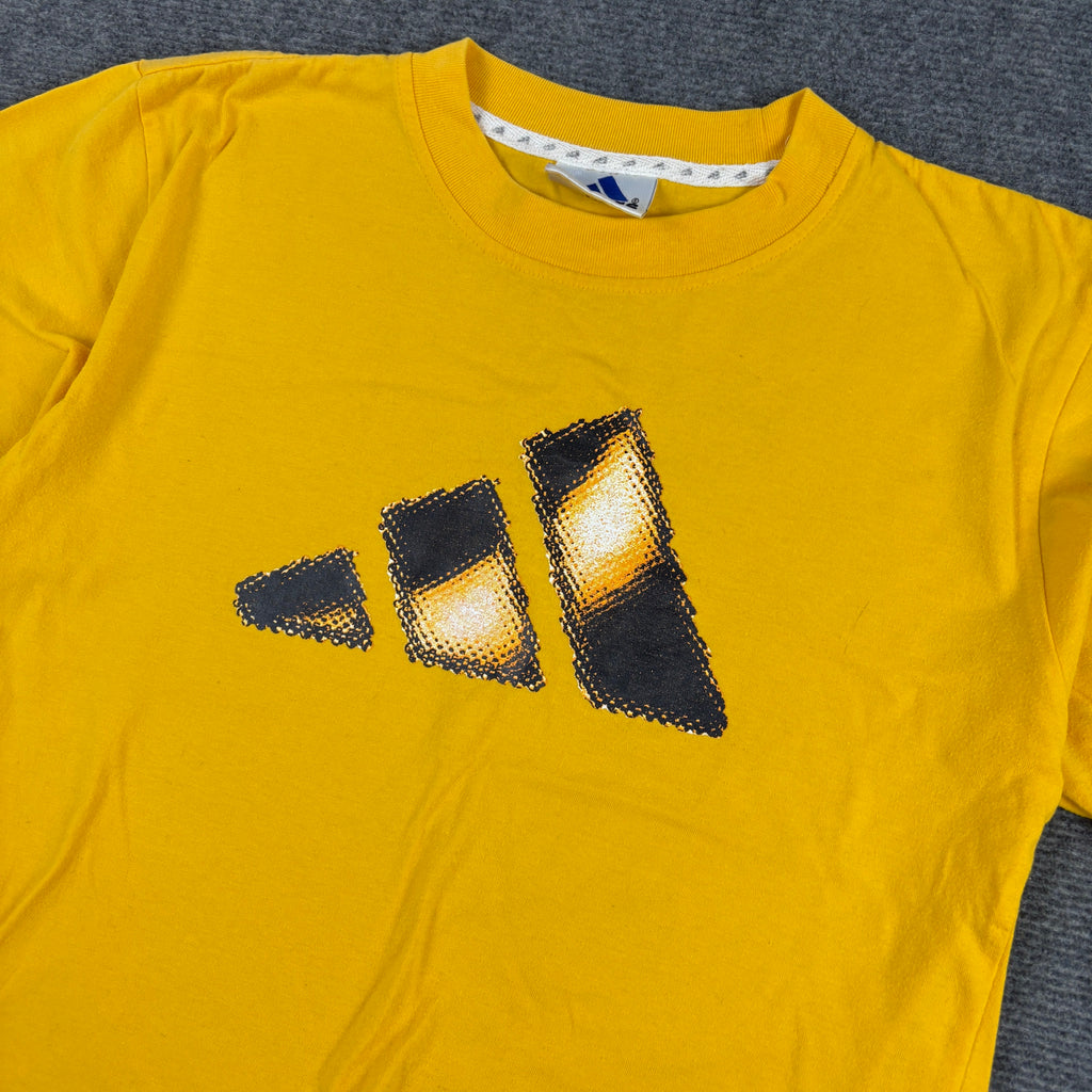 Vintage 90s Adidas Big Logo Tee Golden Yellow Black photo 4