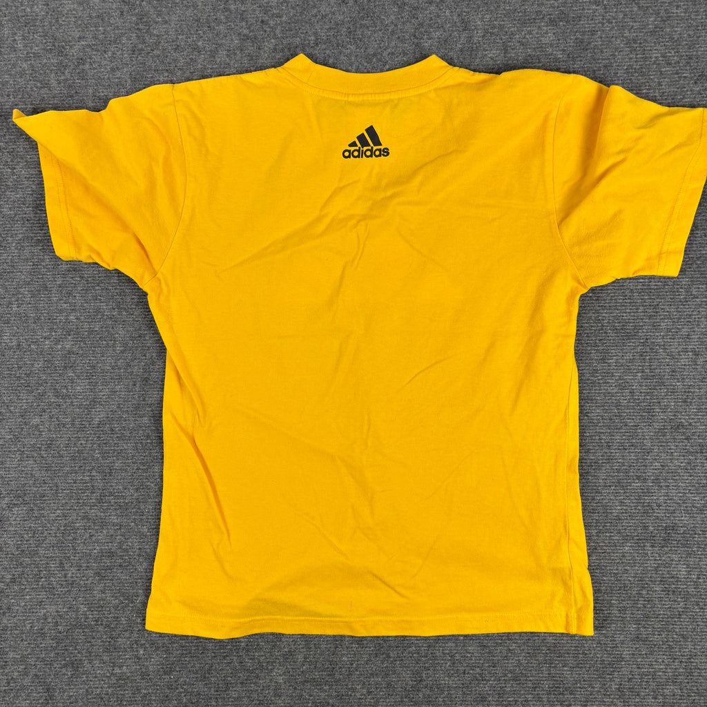 Vintage 90s Adidas Big Logo Tee Golden Yellow Black photo 2