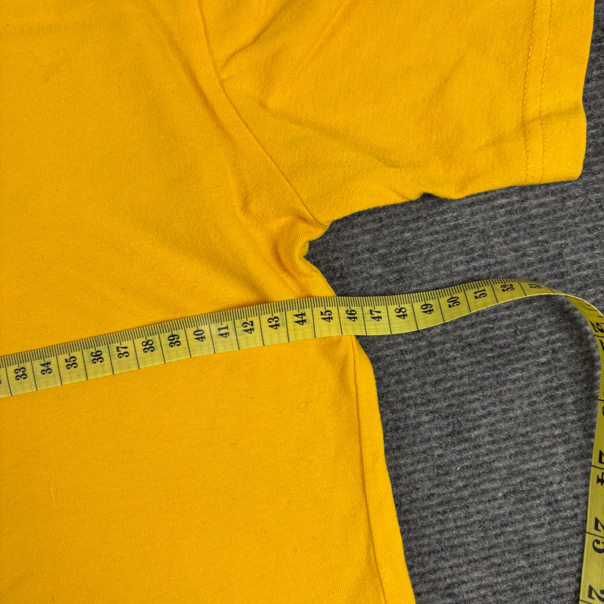 Vintage 90s Adidas Big Logo Tee Golden Yellow Black photo 6