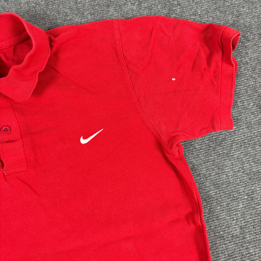 Nike Pique Polo Shirt Red Embroidered Swoosh Classic photo 6