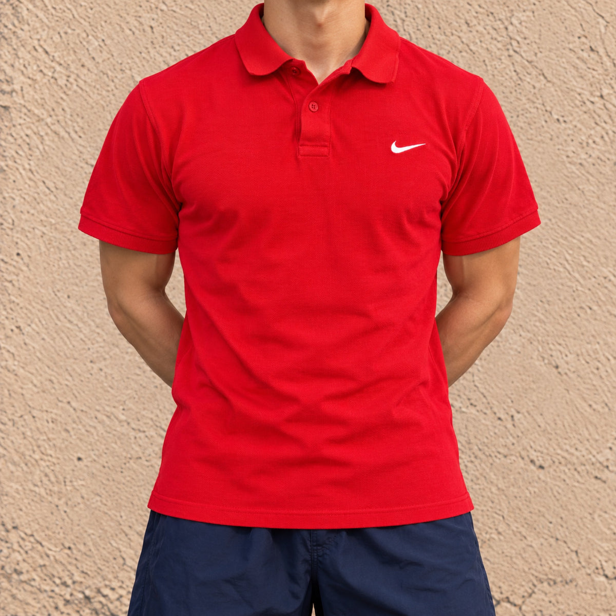 Nike Pique Polo Shirt Red Embroidered Swoosh Classic photo 2