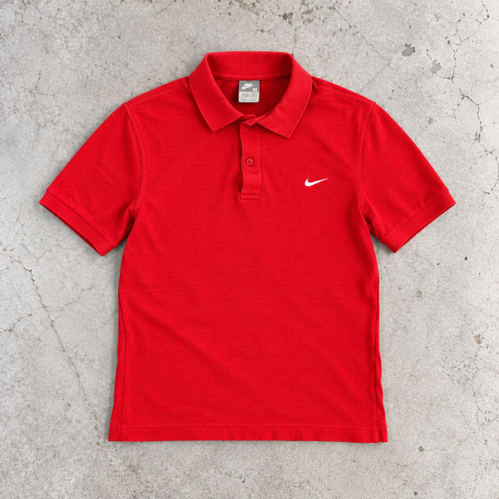 Nike Pique Polo Shirt Red Embroidered Swoosh Classic photo 1