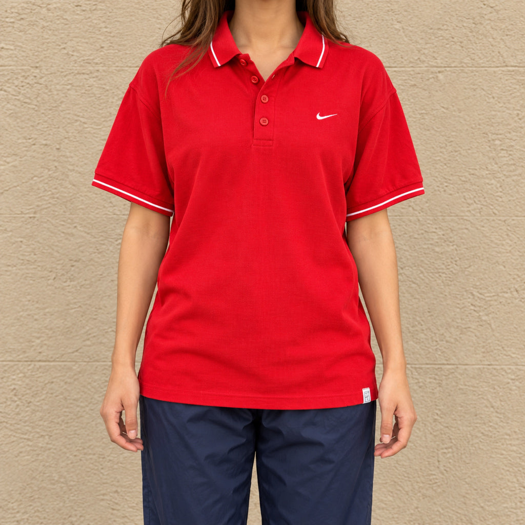 Nike Court Dri-Fit Tennis Polo Red White Tipped Collar photo 2