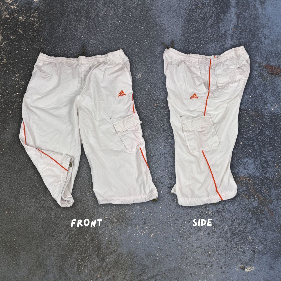 Vintage Y2K Adidas 3/4 Track Pants Men’s M White Orange Summer Cargo Bungee Tabs