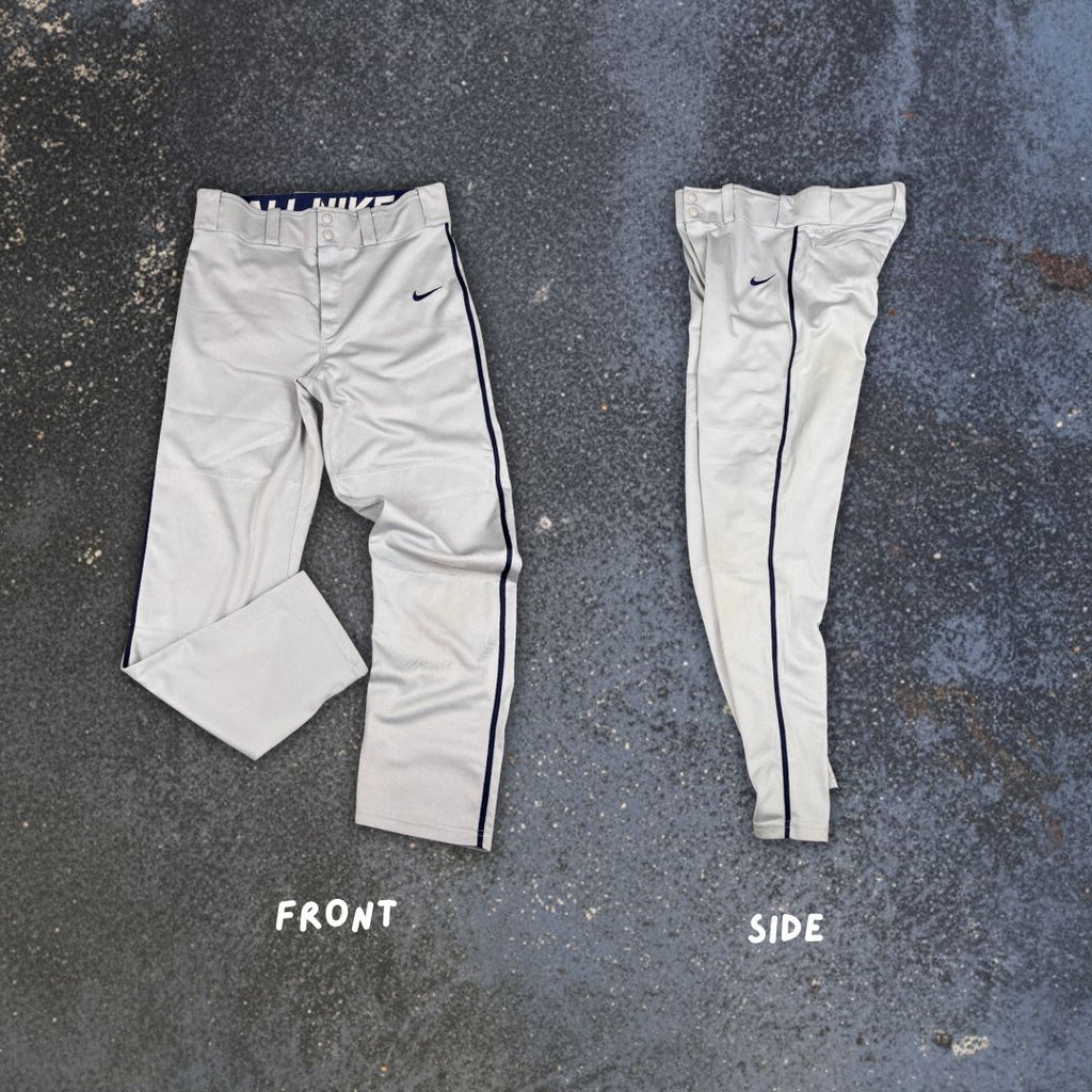 Vintage Y2K/2010s Nike Baseball Track Pants M Grey Navy Side Detail Straight Leg