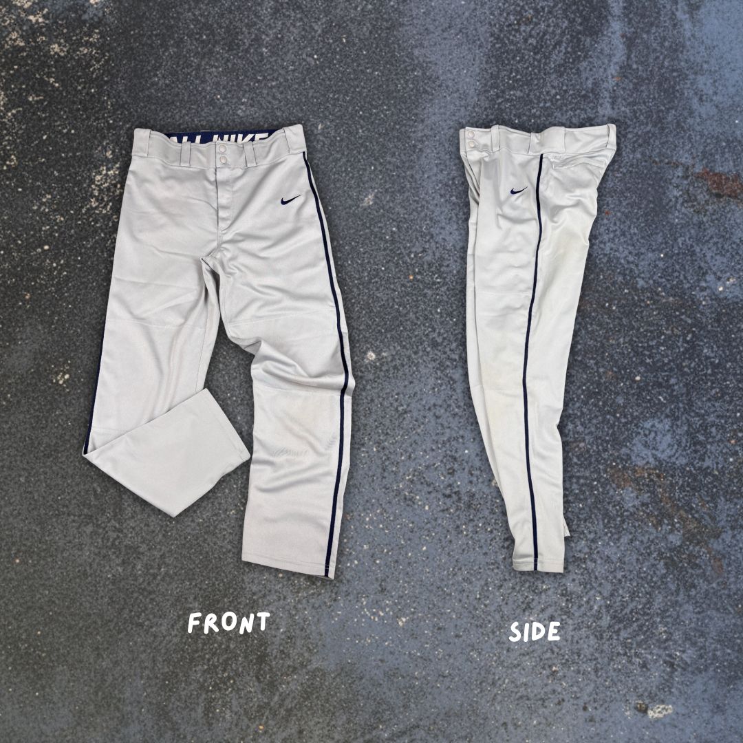 Vintage Y2K/2010s Nike Baseball Track Pants M Grey Navy Side Detail Straight Leg