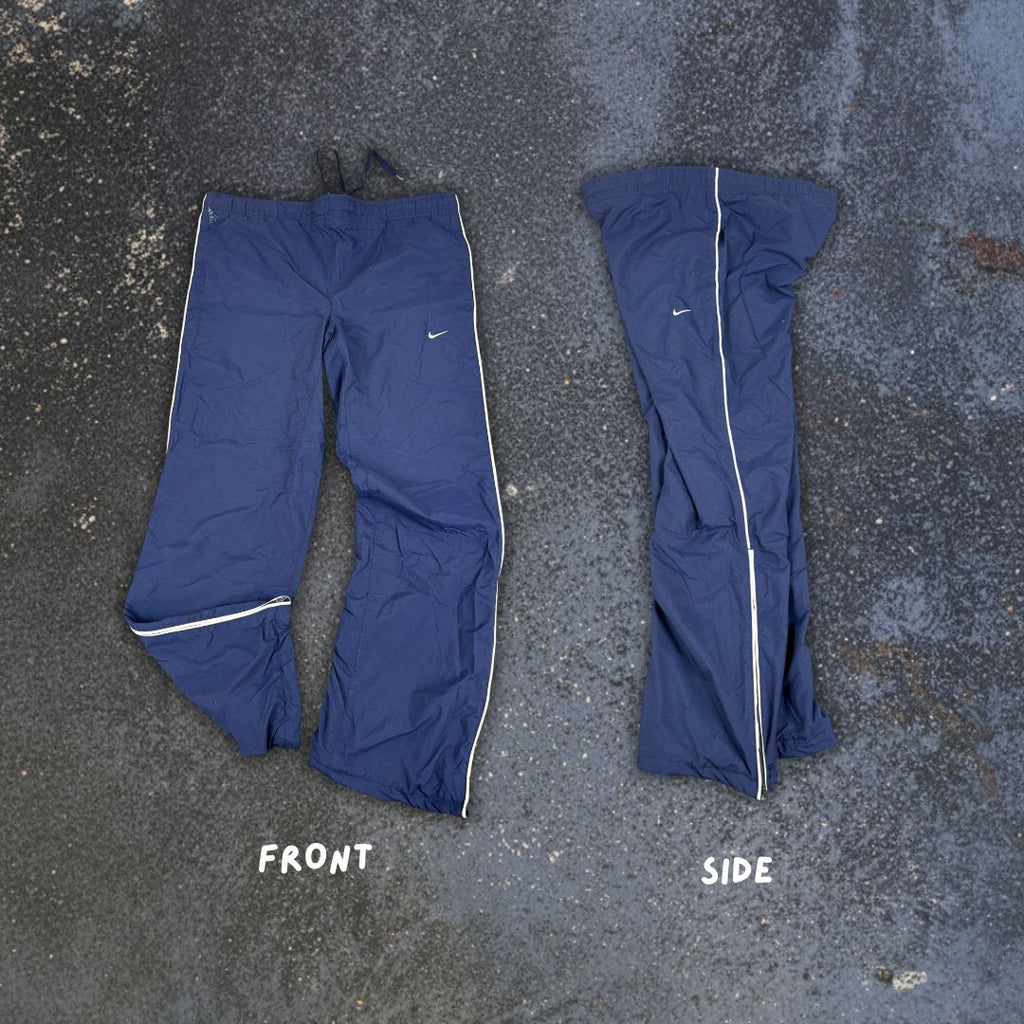 Vintage Y2K Nike Track Pants S Navy White Detail Wide Leg Windbreakers