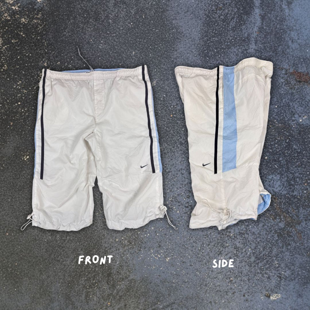 Vintage Y2K Nike 3/4 Track Pants Men’s L White Blue Bungee Tabs Windbreakers